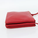CELINE Trio Shoulder Bag Leather Red Gold Auth 182535A-4