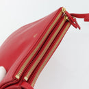 CELINE Trio Shoulder Bag Leather Red Gold Auth 182535A-6