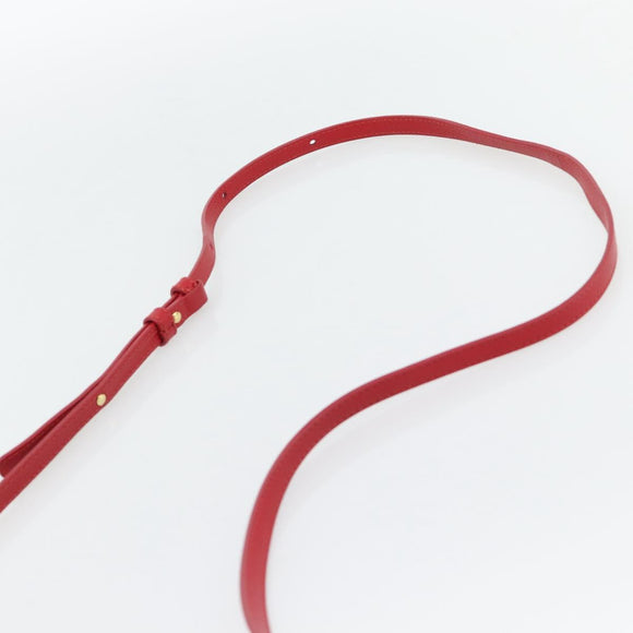 CELINE Trio Shoulder Bag Leather Red Gold Auth 182535A