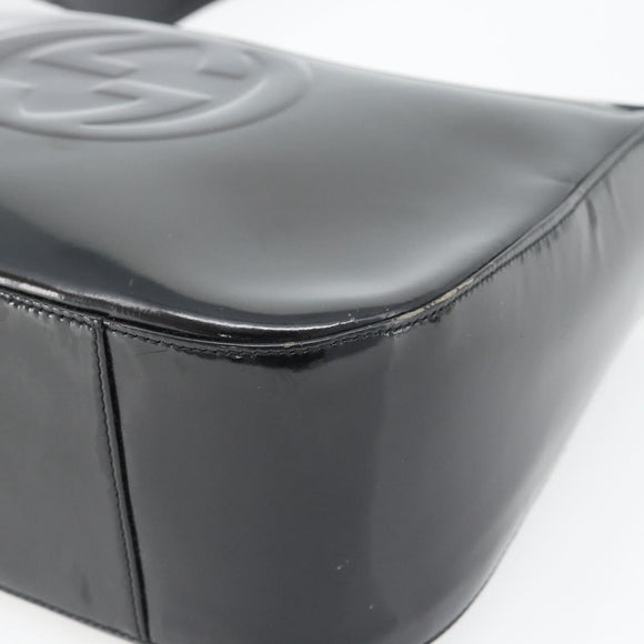 GUCCI Shoulder Bag Enamel Black 001 1364 1703 Auth 182536