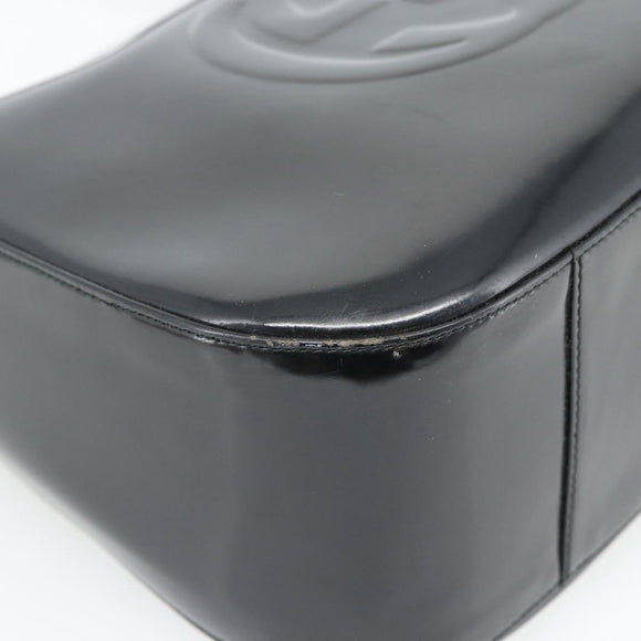 GUCCI Shoulder Bag Enamel Black 001 1364 1703 Auth 182536