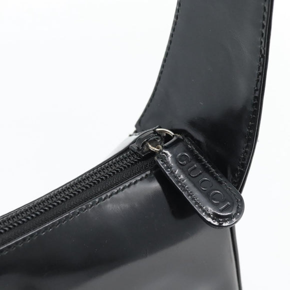 GUCCI Shoulder Bag Enamel Black 001 1364 1703 Auth 182536