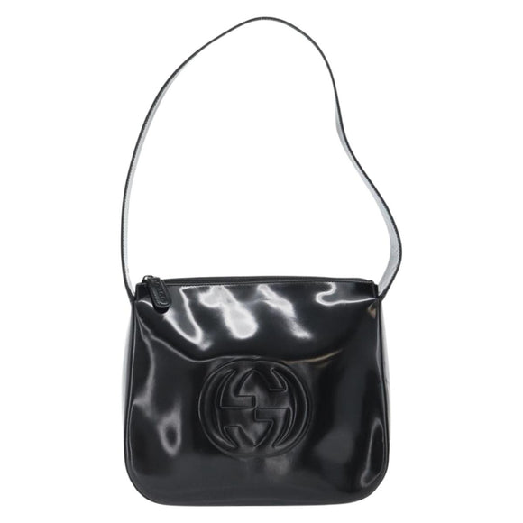 GUCCI Shoulder Bag Enamel Black 001 1364 1703 Auth 182536