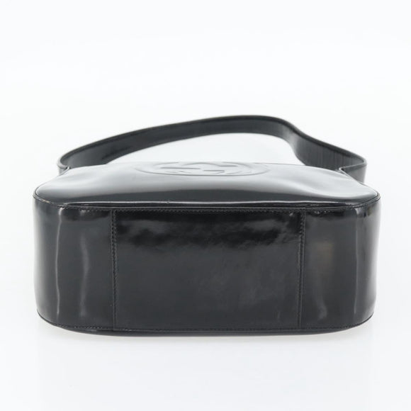 GUCCI Shoulder Bag Enamel Black 001 1364 1703 Auth 182536