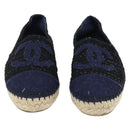 CHANEL Espadrilles Sandals Tweed Black CC Auth 182538M-2