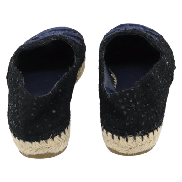 CHANEL Espadrilles Sandals Tweed Black CC Auth 182538M