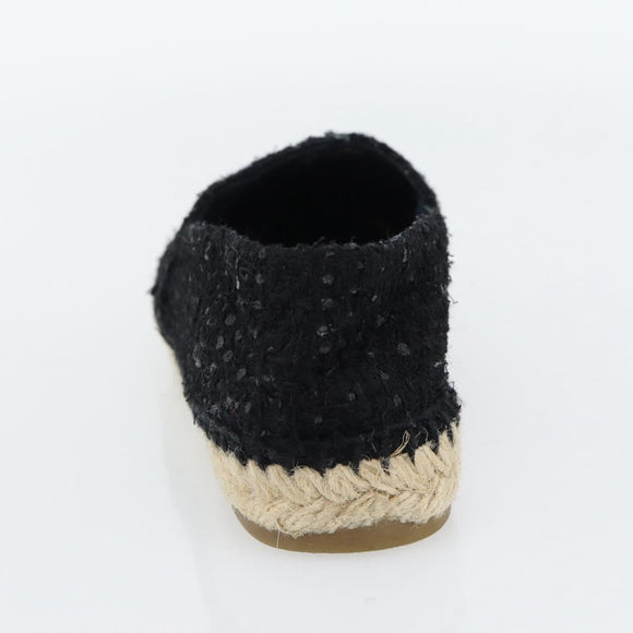 CHANEL Espadrilles Sandals Tweed Black CC Auth 182538M