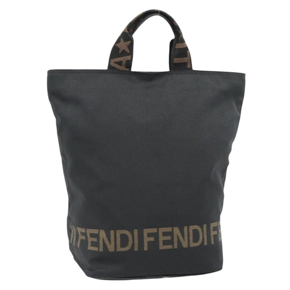 FENDI Handtas Canvas Zwart Zilver Authentiek 182539