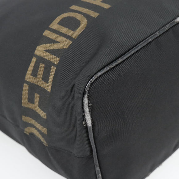 FENDI Handtas Canvas Zwart Zilver Authentiek 182539