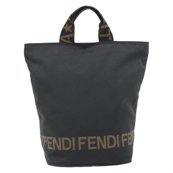 FENDI Handtas Canvas Zwart Zilver Authentiek 182539