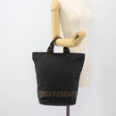 FENDI Handtas Canvas Zwart Zilver Authentiek 182539-20