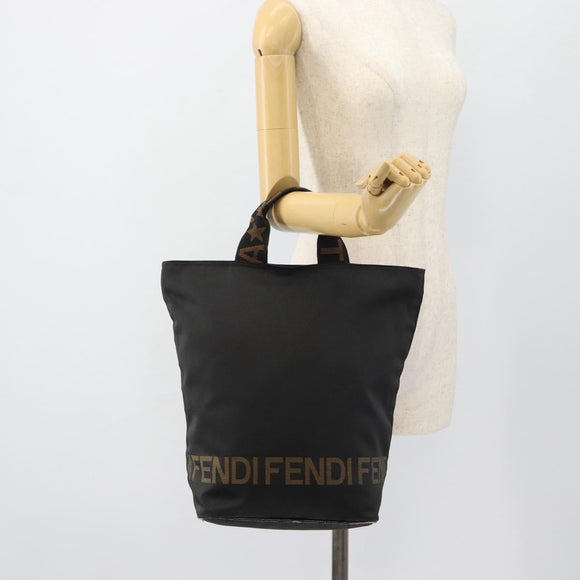 FENDI Handtas Canvas Zwart Zilver Authentiek 182539