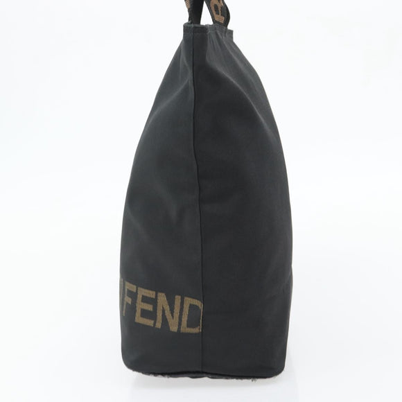 FENDI Handtas Canvas Zwart Zilver Authentiek 182539