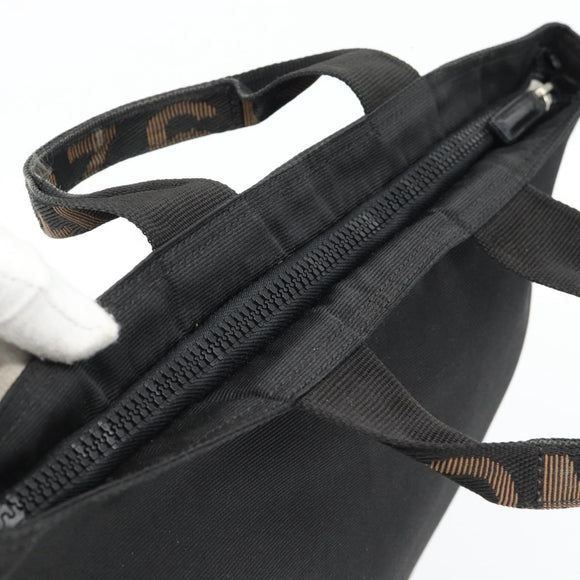 FENDI Handtas Canvas Zwart Zilver Authentiek 182539