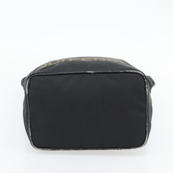 FENDI Handtas Canvas Zwart Zilver Authentiek 182539