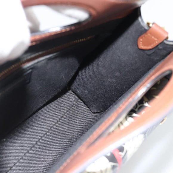BURBERRY Hand Bag PVC Canvas 2way Brown Gold Auth 182540A