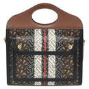 BURBERRY Hand Bag PVC Canvas 2way Brown Gold Auth 182540A-2