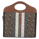 BURBERRY Hand Bag PVC Canvas 2way Brown Gold Auth 182540A-3
