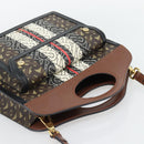 BURBERRY Hand Bag PVC Canvas 2way Brown Gold Auth 182540A-6