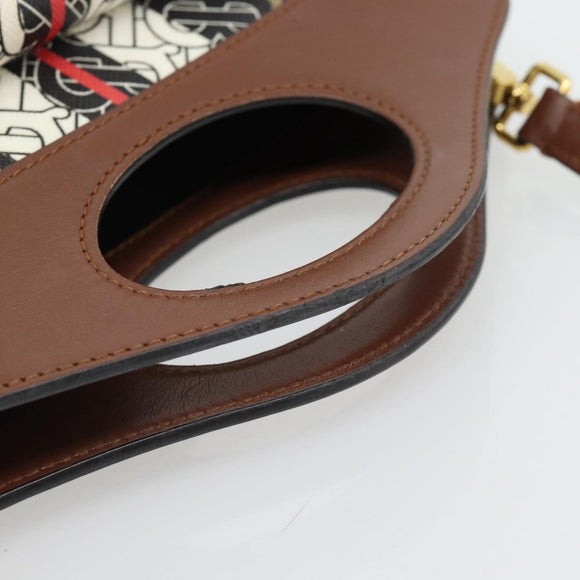 BURBERRY Hand Bag PVC Canvas 2way Brown Gold Auth 182540A