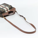 BURBERRY Hand Bag PVC Canvas 2way Brown Gold Auth 182540A-9