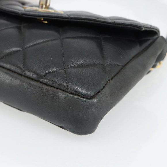 CHANEL Matelassé Ketten-Bauchtasche Lammleder Schwarz Gold CC Authentisch 182541