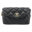 CHANEL Matelassé Ketten-Bauchtasche Lammleder Schwarz Gold CC Authentisch 182541-13