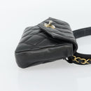 CHANEL Matelassé Ketten-Bauchtasche Lammleder Schwarz Gold CC Authentisch 182541-4