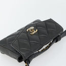CHANEL Matelassé Ketten-Bauchtasche Lammleder Schwarz Gold CC Authentisch 182541-6