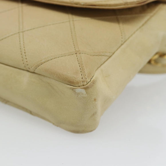 CHANEL Bicolore Waist bag Lamb Skin Beige Gold CC Auth 182545