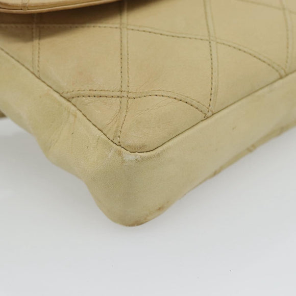 CHANEL Bicolore Waist bag Lamb Skin Beige Gold CC Auth 182545