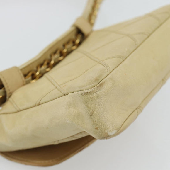 CHANEL Bicolore Waist bag Lamb Skin Beige Gold CC Auth 182545