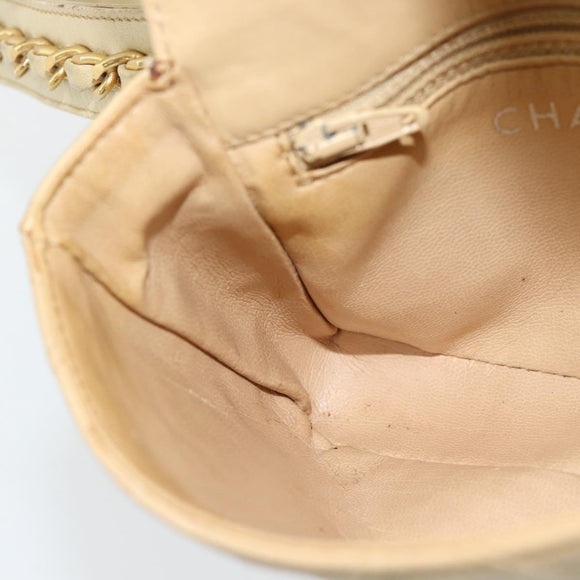 CHANEL Bicolore Waist bag Lamb Skin Beige Gold CC Auth 182545