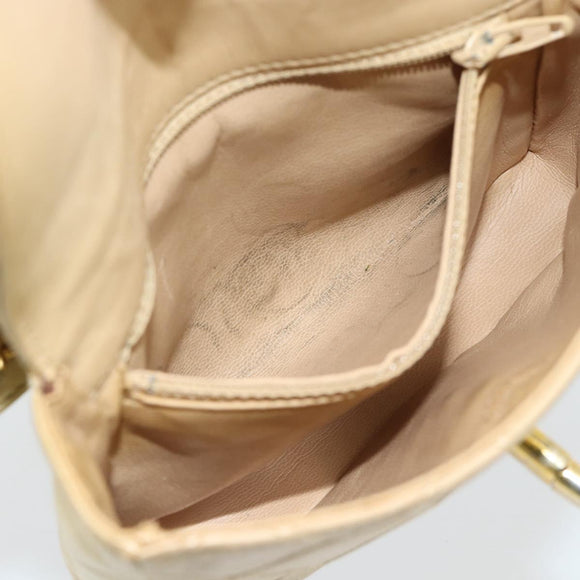 CHANEL Bicolore Waist bag Lamb Skin Beige Gold CC Auth 182545