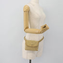 CHANEL Bicolore Waist bag Lamb Skin Beige Gold CC Auth 182545-20