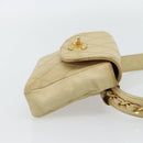 CHANEL Bicolore Waist bag Lamb Skin Beige Gold CC Auth 182545-5