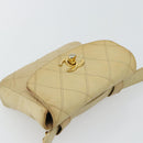 CHANEL Bicolore Waist bag Lamb Skin Beige Gold CC Auth 182545-6