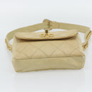 CHANEL Bicolore Waist bag Lamb Skin Beige Gold CC Auth 182545-9