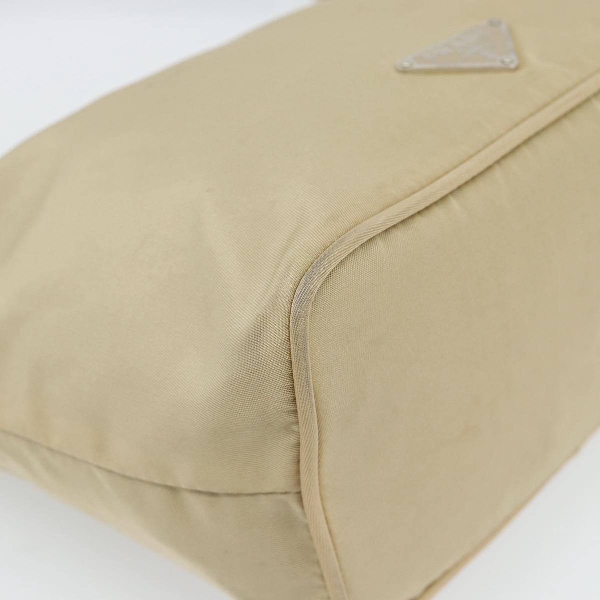 PRADA Shoulder Bag Nylon Beige Silver Auth 182546A | Brand Street