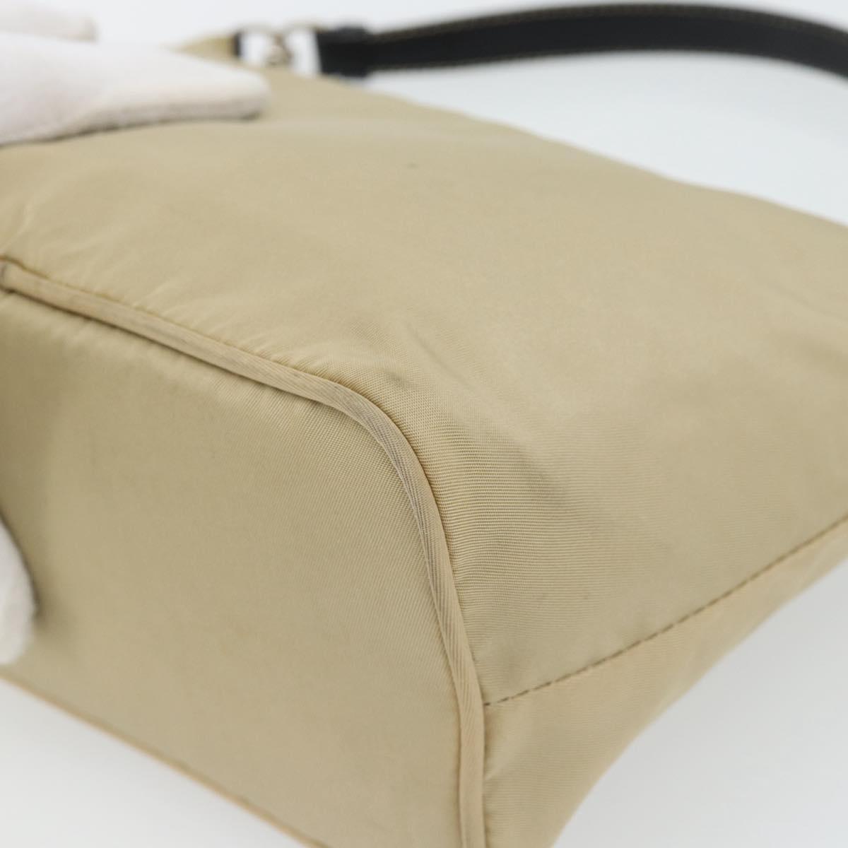 PRADA Shoulder Bag Nylon Beige Silver Auth 182546A | Brand Street