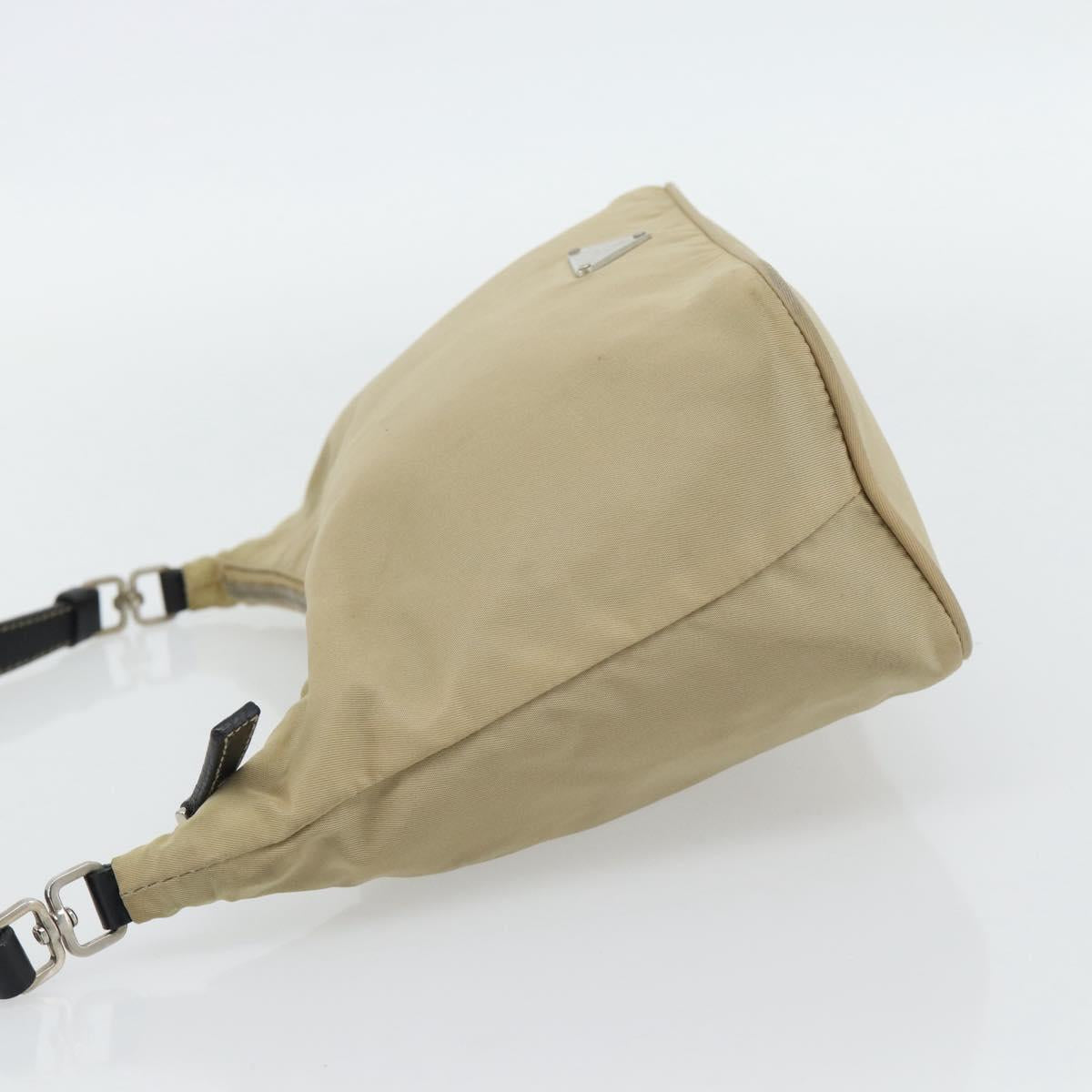 PRADA Shoulder Bag Nylon Beige Silver Auth 182546A | Brand Street