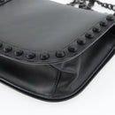 PRADA Schoudertas met Ketting Leer Zwart Origineel 182547M-15
