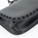 PRADA Schoudertas met Ketting Leer Zwart Origineel 182547M-16