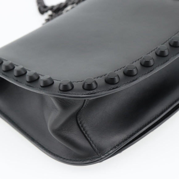 PRADA Schoudertas met Ketting Leer Zwart Origineel 182547M