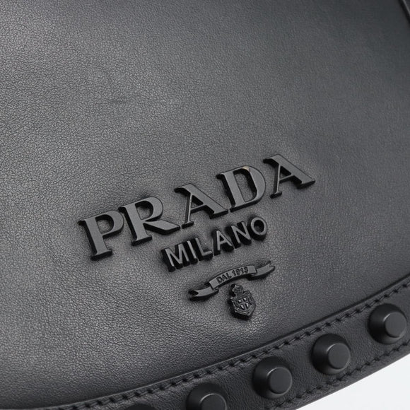 PRADA Schoudertas met Ketting Leer Zwart Origineel 182547M
