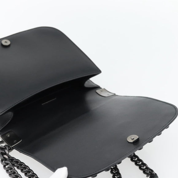 PRADA Schoudertas met Ketting Leer Zwart Origineel 182547M