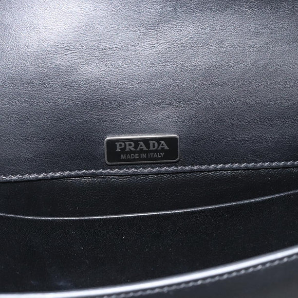 PRADA Schoudertas met Ketting Leer Zwart Origineel 182547M