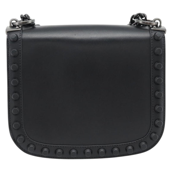 PRADA Schoudertas met Ketting Leer Zwart Origineel 182547M