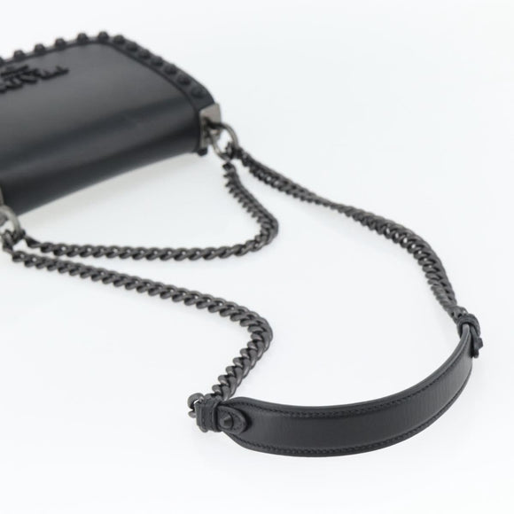 PRADA Schoudertas met Ketting Leer Zwart Origineel 182547M