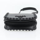 PRADA Schoudertas met Ketting Leer Zwart Origineel 182547M-5